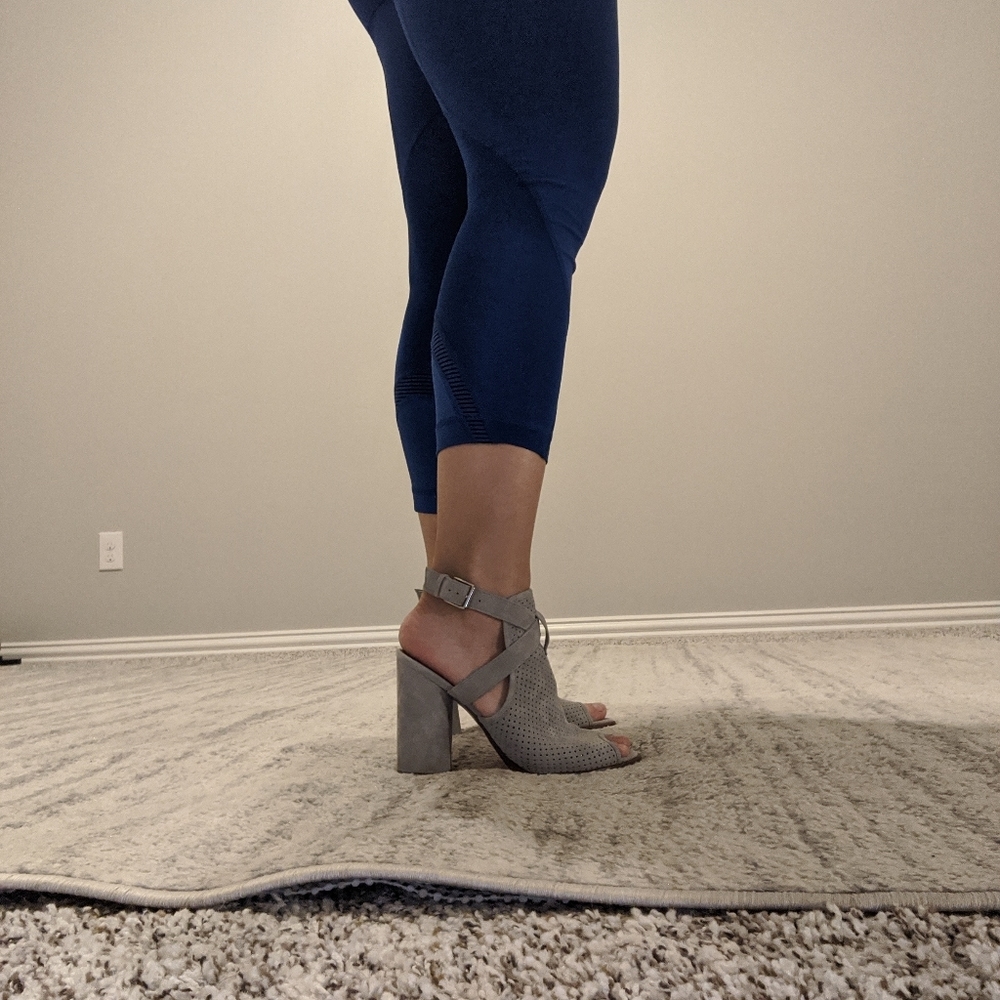 Gray Women's Block Heel Sandals